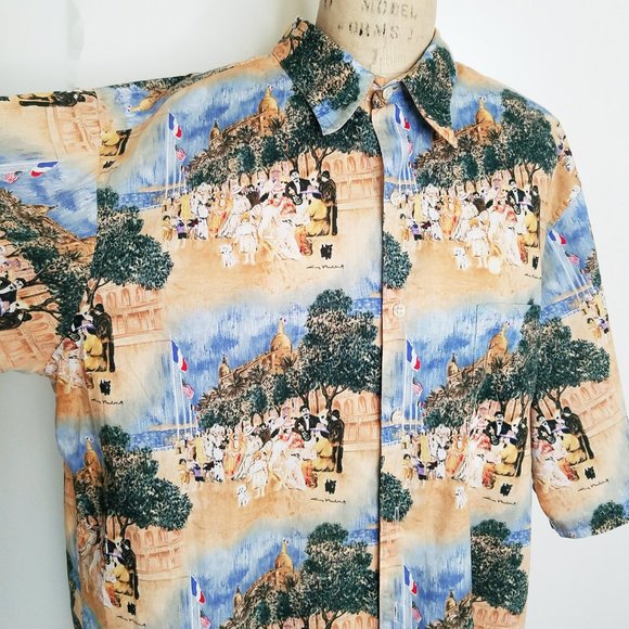 REYN SPOONER GUY BUFFET Collectiion Vintage Mens Button Shirt French Riviera - Picture 2 of 10